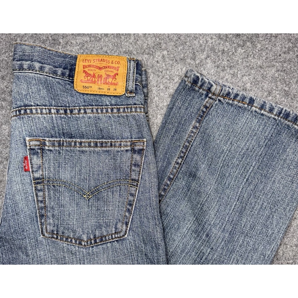 Levi's 550 Men's Relaxed Straight Lite Blue Denim Jeans Boys 16 Regular 28x28